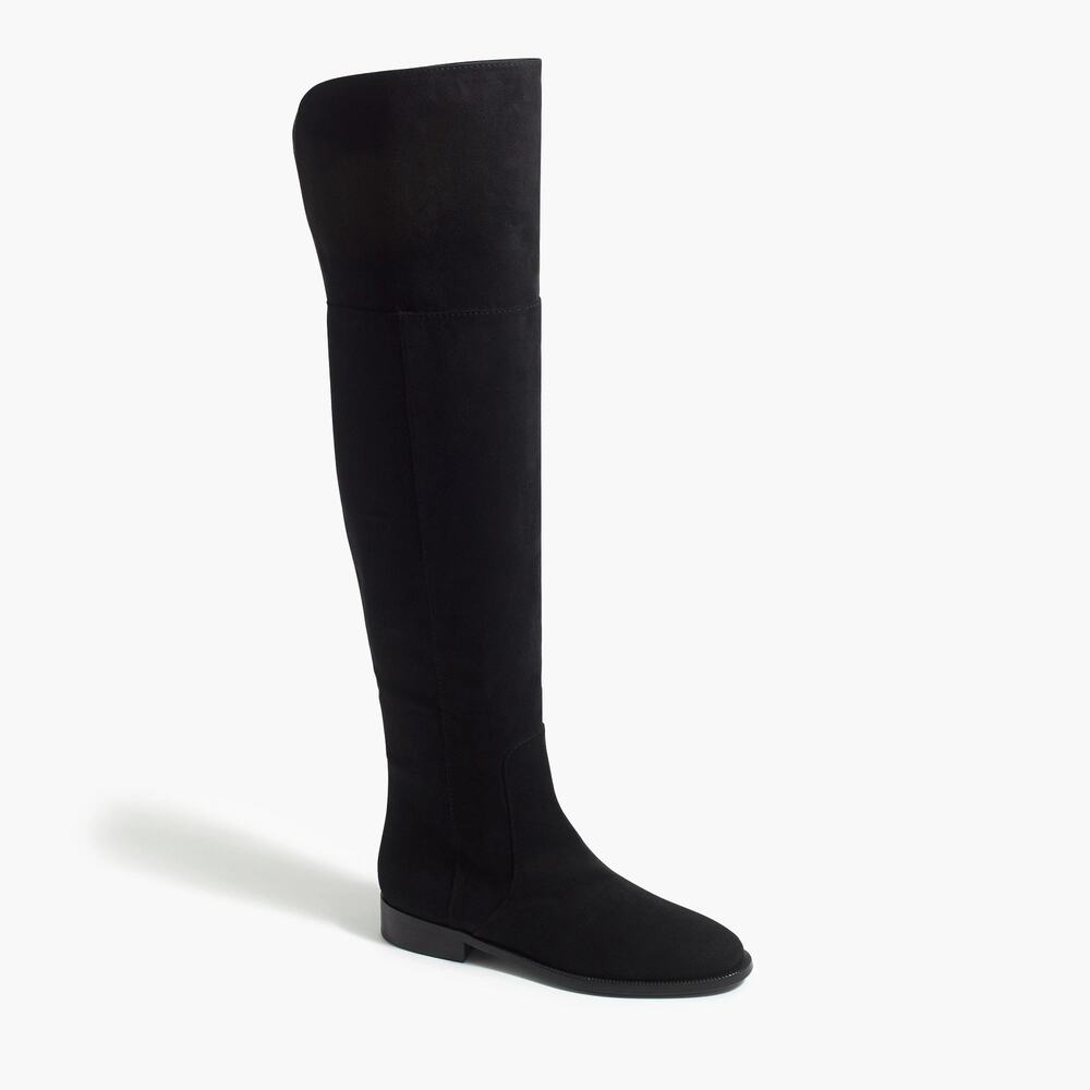 J Crew Black Riding Boots Faux Suede Microfiber Over the Knee High Sz 7